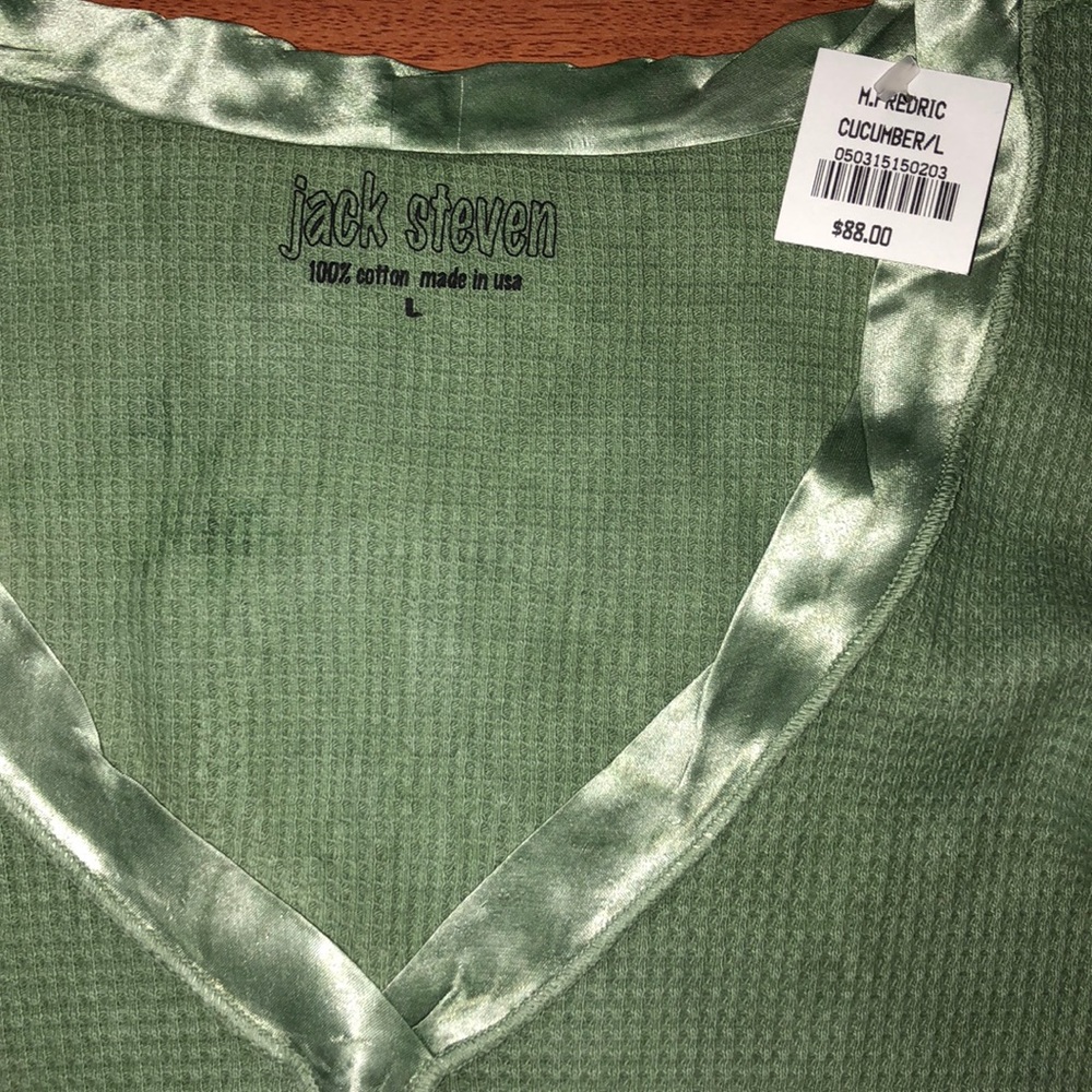 Jack Steven Olive Green Ribbed Long Sleeve - Picture 3 of 3